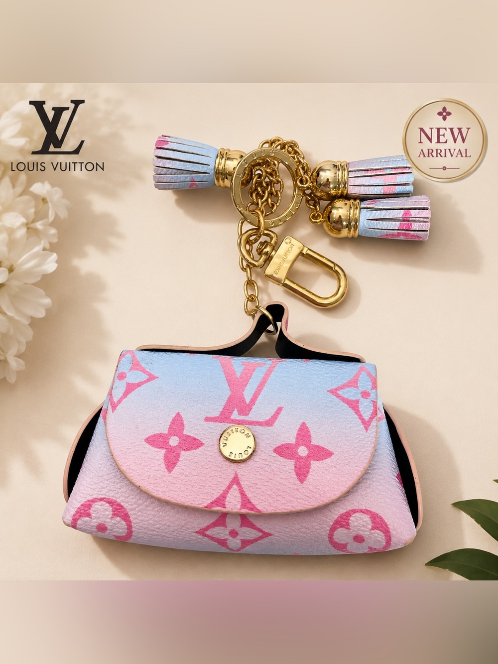 🌸 Giant Monogram Pastel Key Pouch / Bag Charm Key Holder 🌸